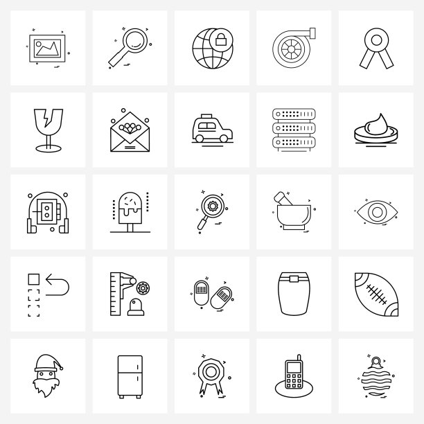 孤立的符号设置25个简单的线条图标图片下载