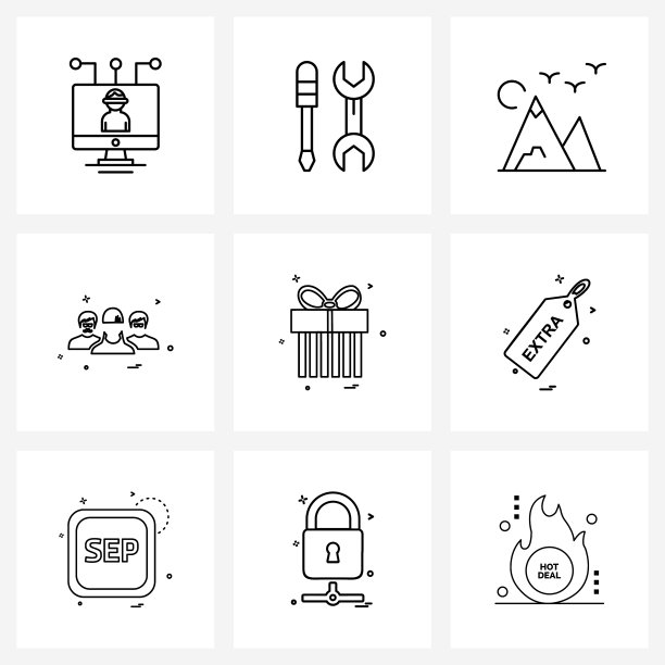 9组简约线条图标群组头像图片下载