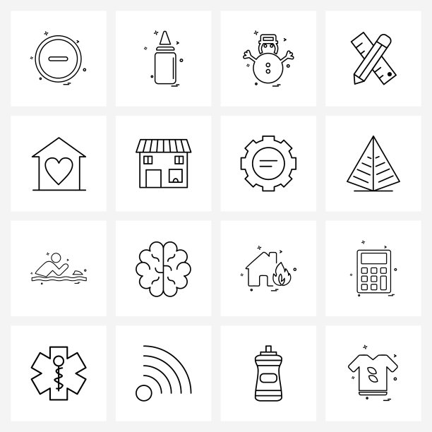 16个万能线条图标像素完美符号图片下载