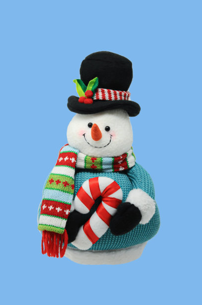 蓝色背景上的雪人图片下载