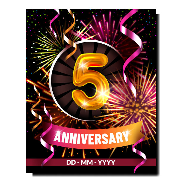 五周年创意宣传横幅向量图片下载