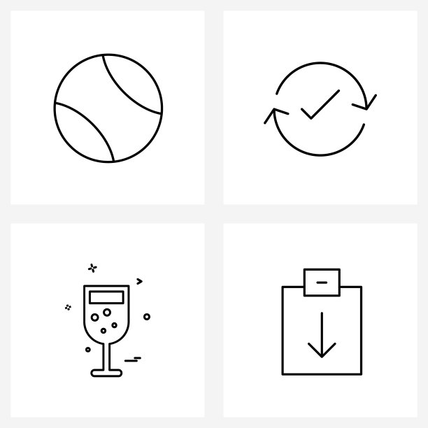 UI设置4个基本线图标球食物网球图片下载