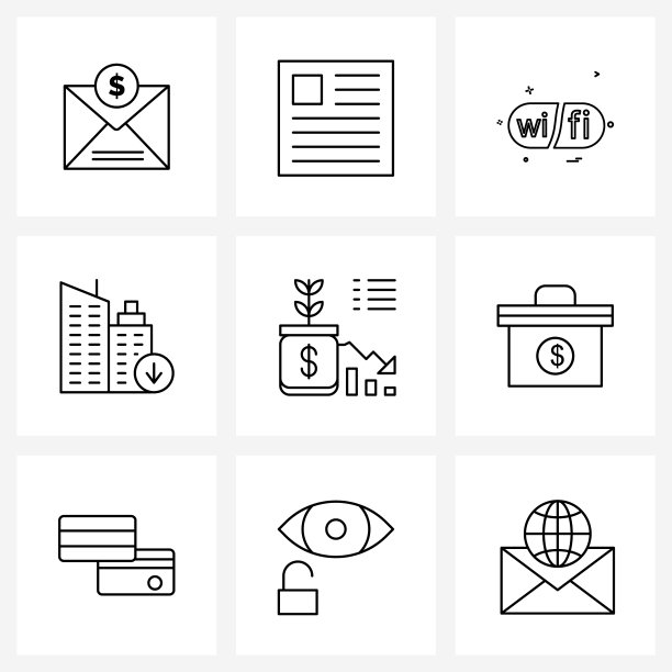 金融线条图标符号图片下载