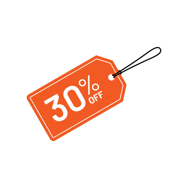 折扣标签矢量股票插图设计模板。30%折。图片下载