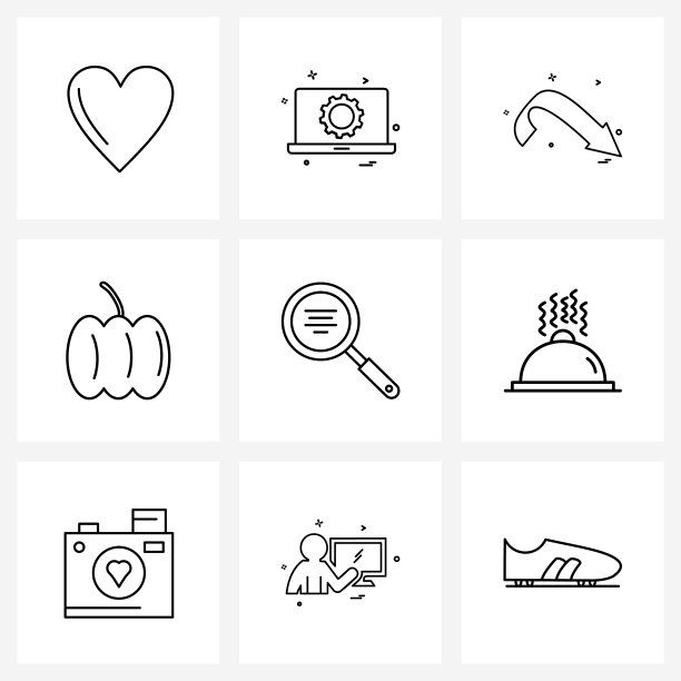 UI设置9个基本线图标食品万圣节图片下载