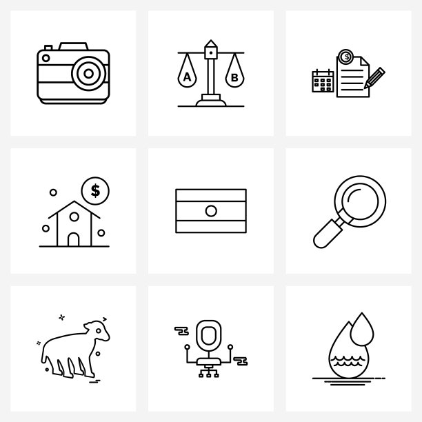 9 .可编辑线条图标和现代符号图片下载