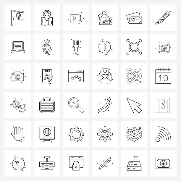 为web打包36个通用行的图标图片下载