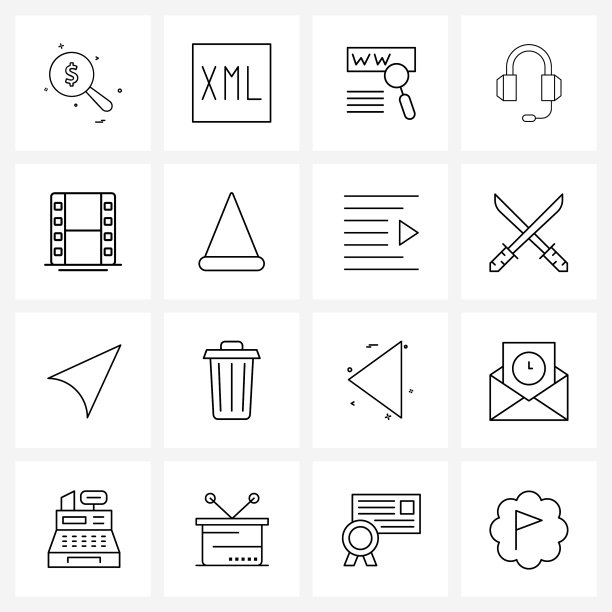 设置16个简单行的图标媒体支持图片下载