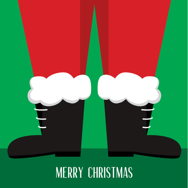 可爱的圣诞老人腿与绿色背景图片下载