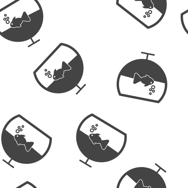 矢量图标水族馆与鱼无缝模式上的白色背景。图片下载