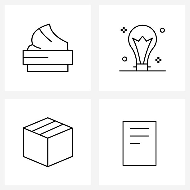 4个通用线图标用于网络和移动美容图片下载