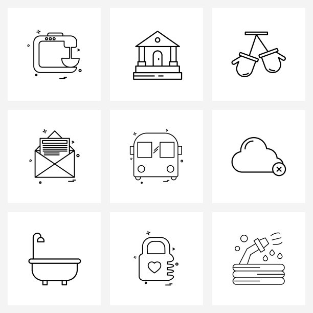 UI设置9个基本线路图标传输总线图片下载