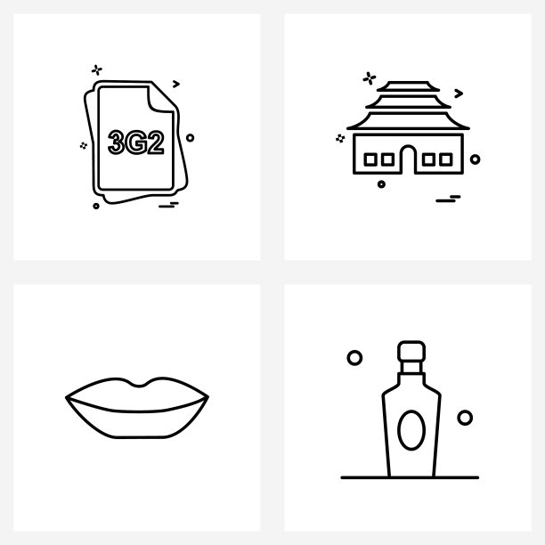 4个简约线条文件图标图片下载