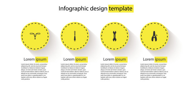 安装自行车车把、螺丝刀、扳手和车座。业务信息模板。向量图片下载