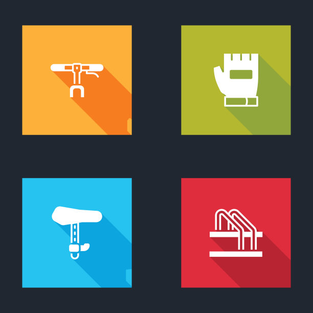 设置自行车把手，手套，座椅和停车图标。向量图片下载