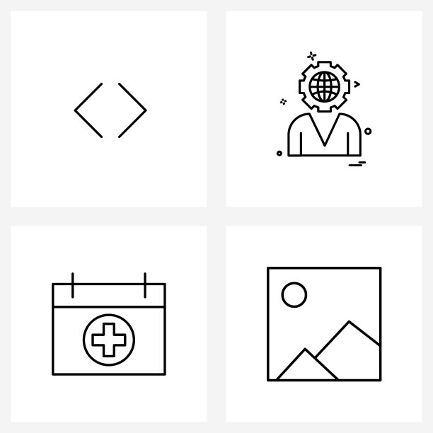 设置4个简单的线条图标箭头医疗右图片下载