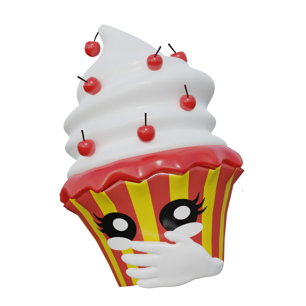 手捂着嘴的表情纸杯蛋糕图片下载