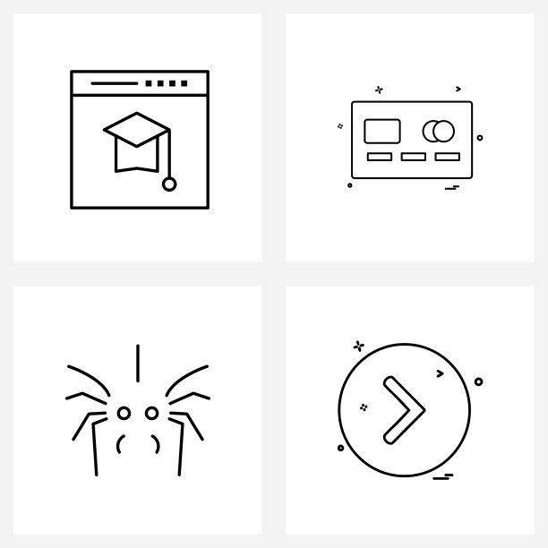 线条图标设置4个现代符号度图片下载