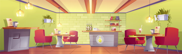 咖啡厅或咖啡厅内部设有收银台图片下载