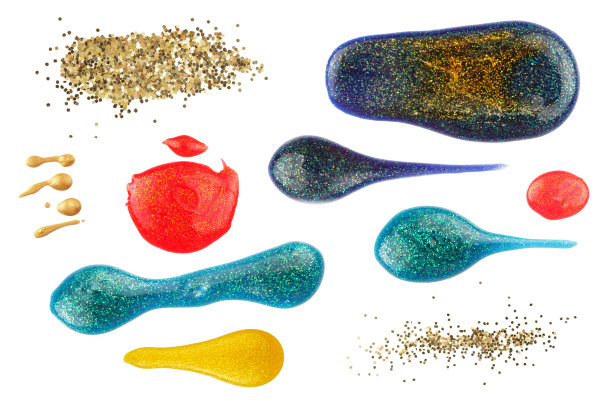 抽象的丙烯酸色彩和闪光元素。孤立在白色的。收集。图片下载