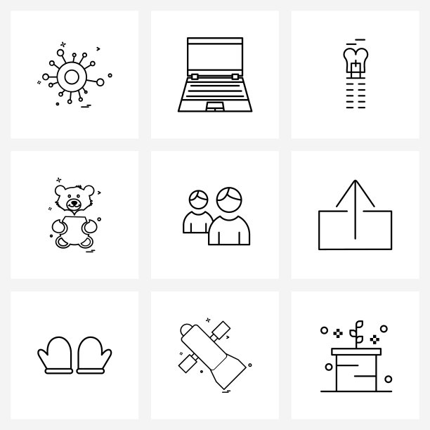 线条图标设置9个现代艺人符号图片下载