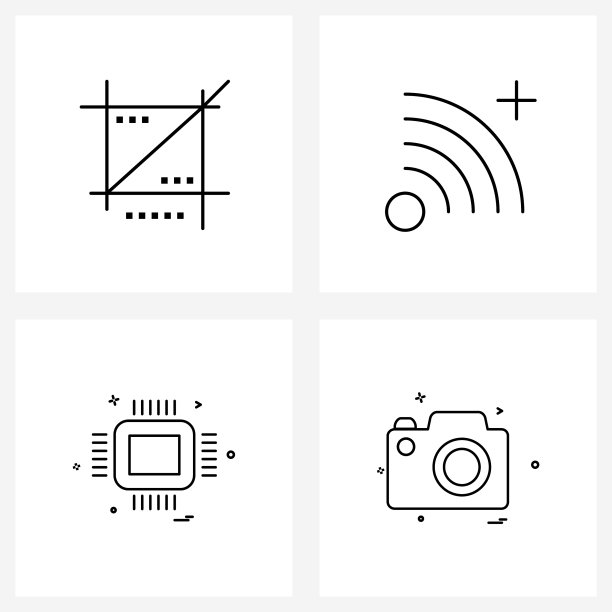 4可编辑的线条图标和现代符号裁剪图片下载