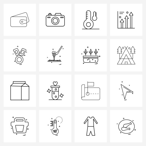 现代线条16简单线条图标奖章图片下载