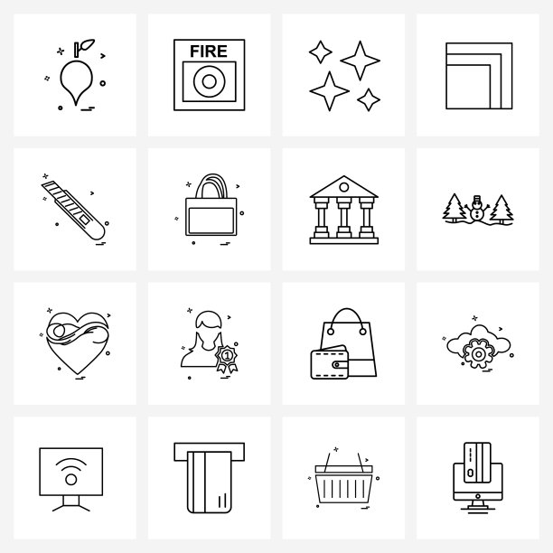 移动用户界面线图标设置16现代象形图图片下载