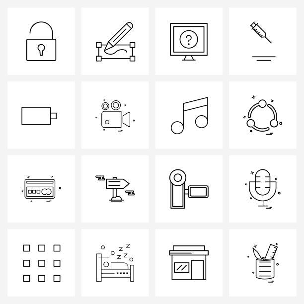 16可编辑的线条图标和现代符号图片下载