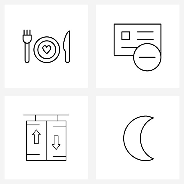设置4个现代系列图标晚餐市场图片下载