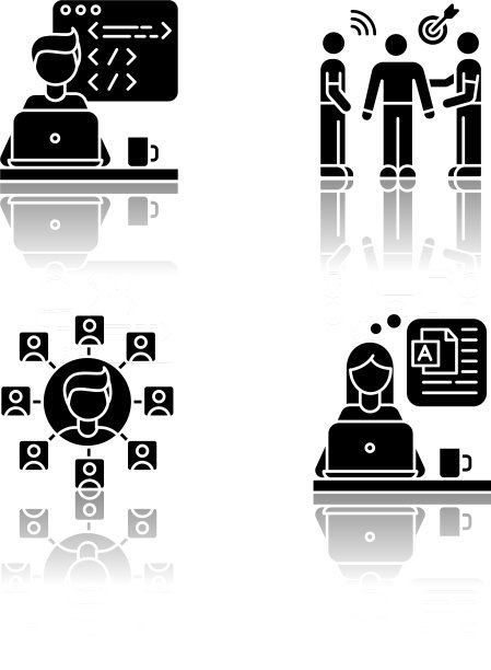 远处的作品投阴影黑色象形文字图标集图片下载