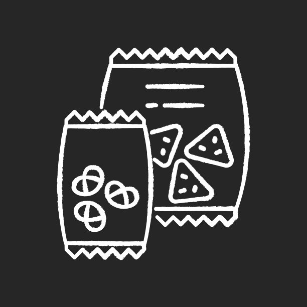 零食粉笔白色图标上的黑色背景图片下载