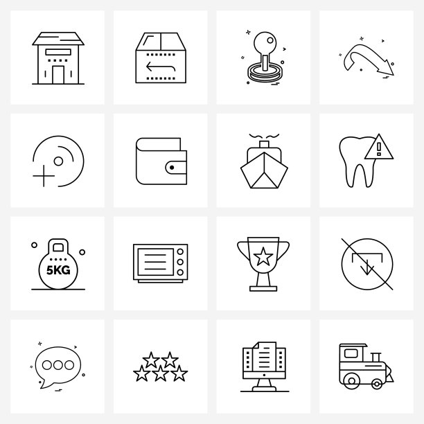 移动UI线性图标集（16个现代图案）图片下载