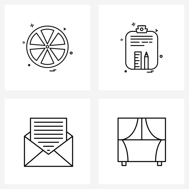 移动用户界面线图标设置4个现代象形图图片下载