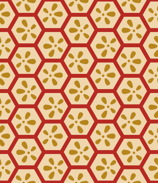 日本蜂窝花矢量无缝图案图片下载
