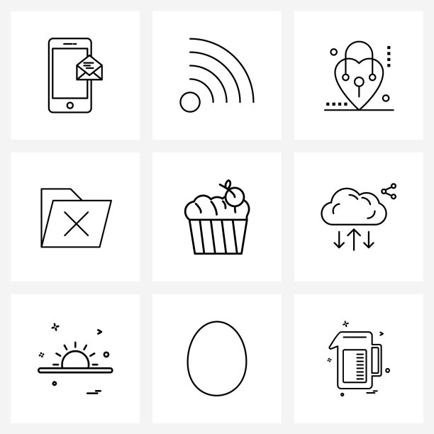 UI设置9个基本线条图标杯移爱图片下载