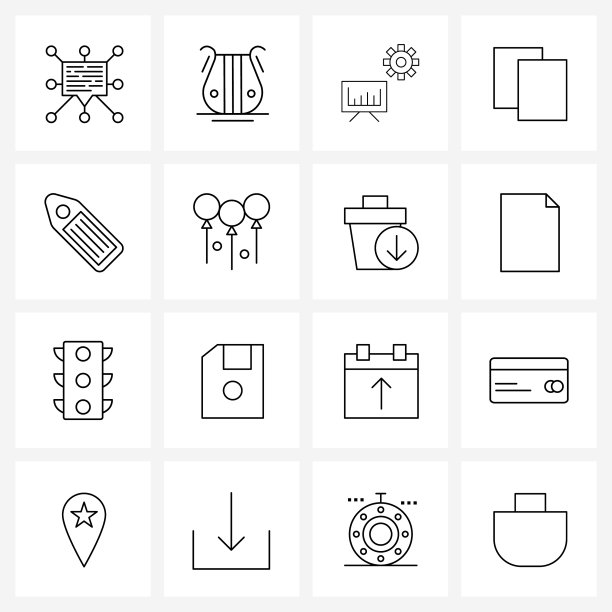 设置16现代线图标标签照片图片下载