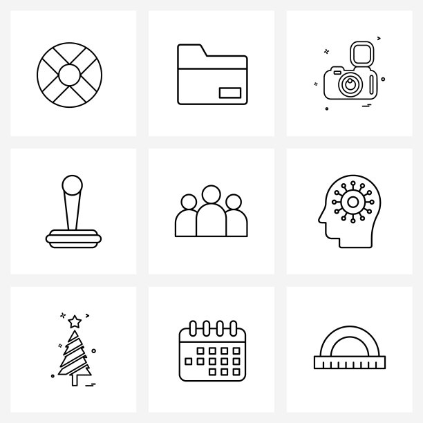 现代线条9简单线条图标邮票形象图片下载