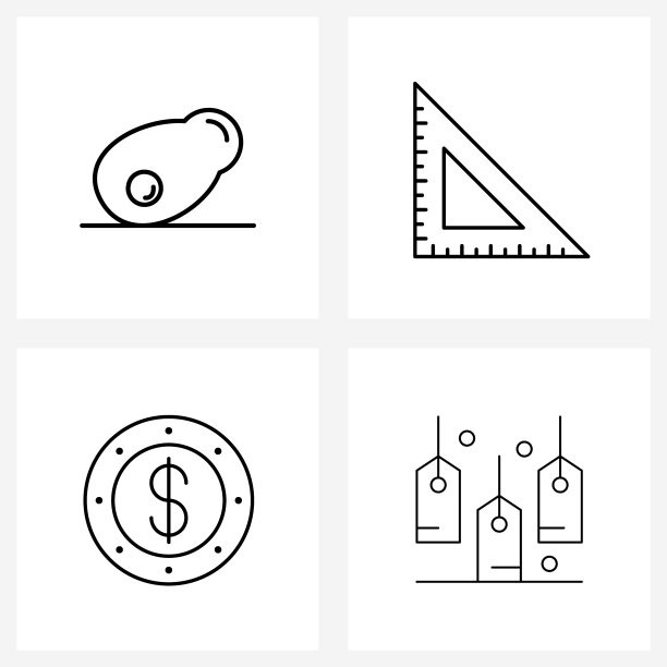 孤立的符号设置4个简单的线条图标图片下载