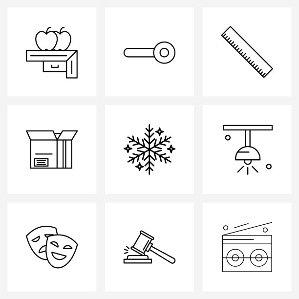 设置9个通用线图标圣诞节图片下载