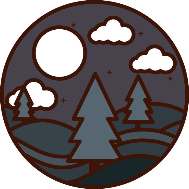 景观自然，夜晚，月亮，星星，天空，松树图片下载