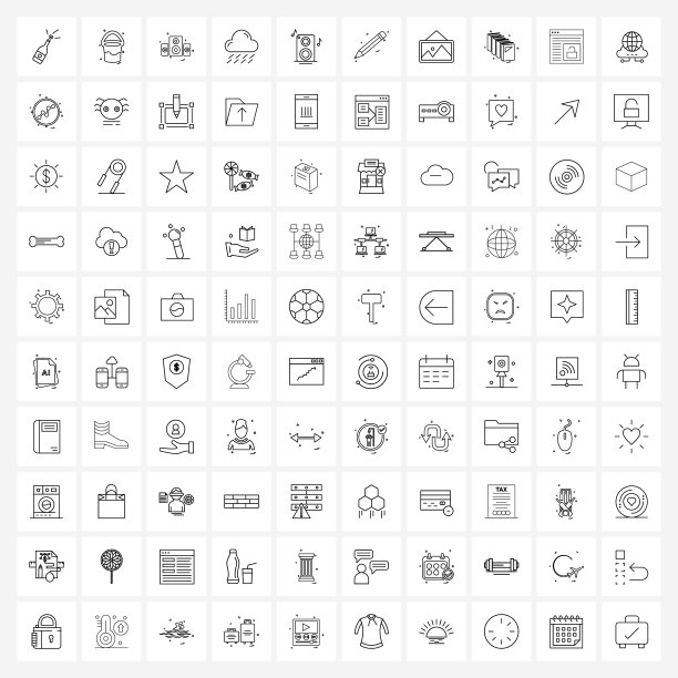 UI设置100个基本线条图标铅笔声音图片下载