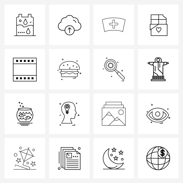 简单设置16行图标，如媒体图片下载