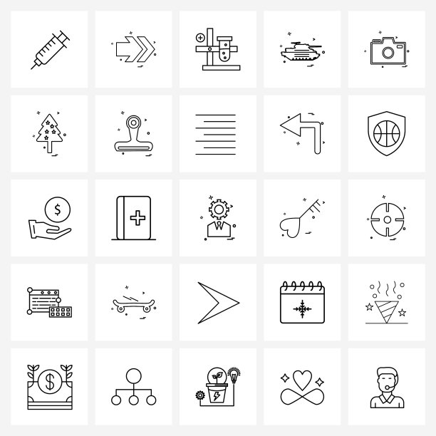 通用符号25个现代线条图标图片下载