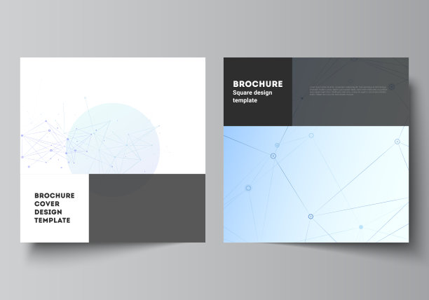 矢量布局的两方格式封面模板为小册子，传单，杂志，封面设计，书籍设计，小册子封面。蓝色医学背景，有连接线和点，神经丛。图片下载