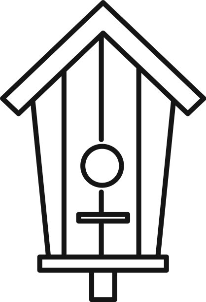 树干鸟屋图标轮廓风格图片下载