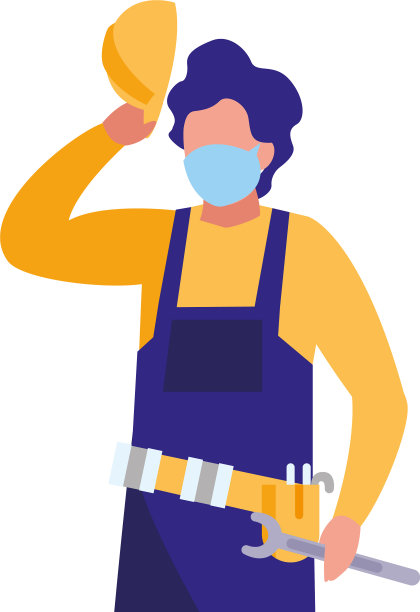 带口罩工作的产业工人图片下载