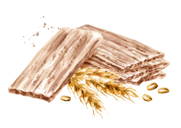 拼写薄饼这样的零食。水彩手绘插图，孤立的白色背景图片下载