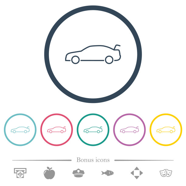 汽车后备箱打开仪表盘指示器，用圆形的颜色图标勾勒出轮廓图片下载