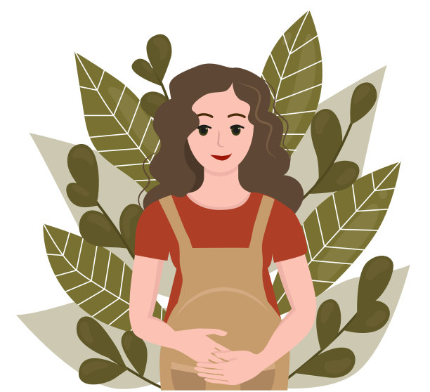 手 holding 树叶的孕妇图片下载